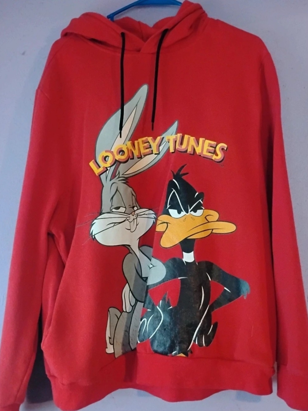 Warner Bros. Red Looney Tunes Crewneck Sweatshirt - Bugs Bunny & Daffy Duck